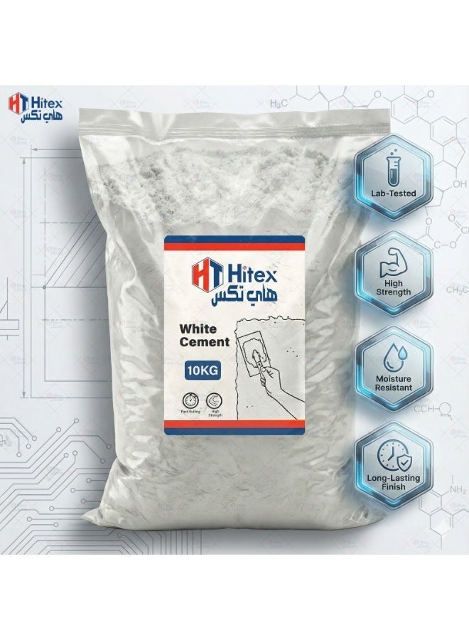 Hitex Premium White Cement for Crack Filling Universal Adhesive Repair Construction Works Art & Craft Projects Home Waterproof Bathroom & Tiles | Smooth Finishing – Ultra-White, Fast-Setting (10 Kg) - Image 2