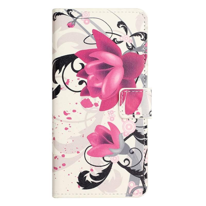 غطاء هاتف بPU لـ Redmi Note 14 Pro باللون Lotus Pink بوظيفة حامل مع مقاوم للصدمات وحامل بطاقات مع مقاوم للصدمات مع حماية من السقوط مع حامل قائم عملي للاستخدام المتكرر خفيف الحمل - Image 1