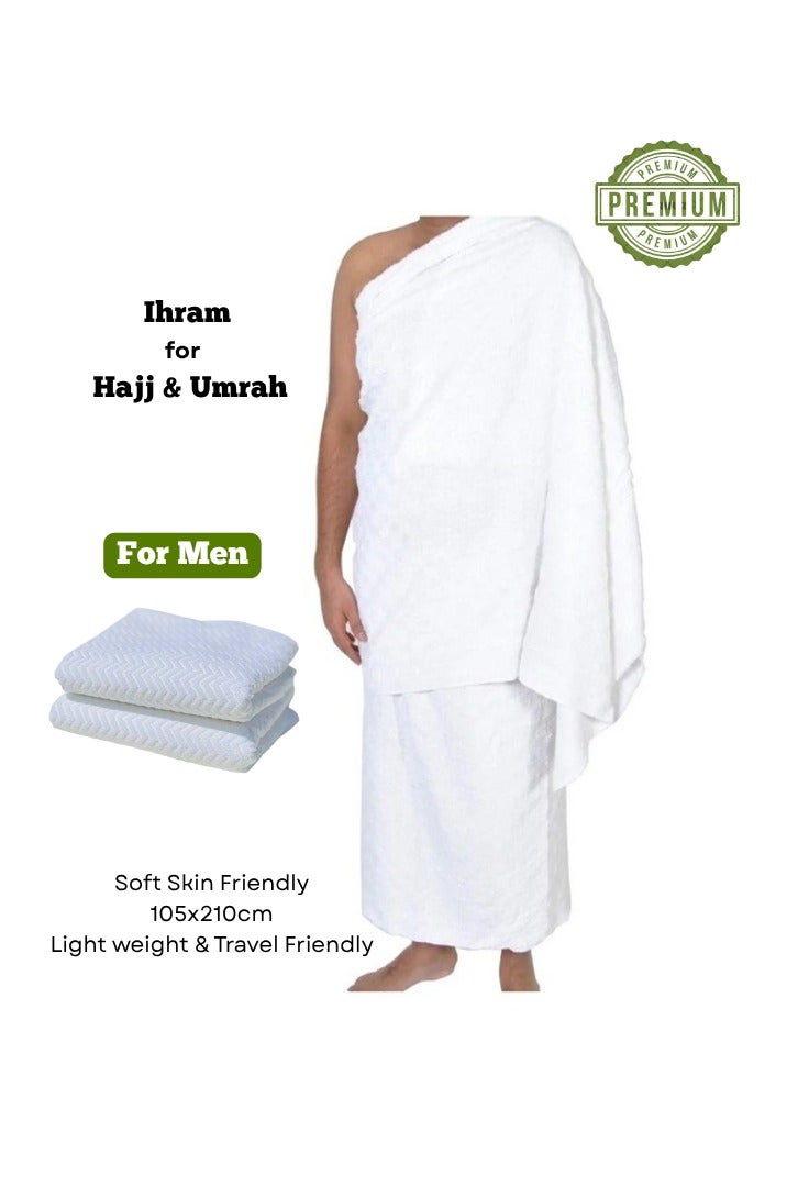 Al Haramain Ihram Comfortable Quick-Dry Microfiber Ihram for Hajj & Umrah – 2 Piece Set for Men – Soft, Skin-Friendly, 105x210 cm – Lightweight & Travel-Friendly - Image 1