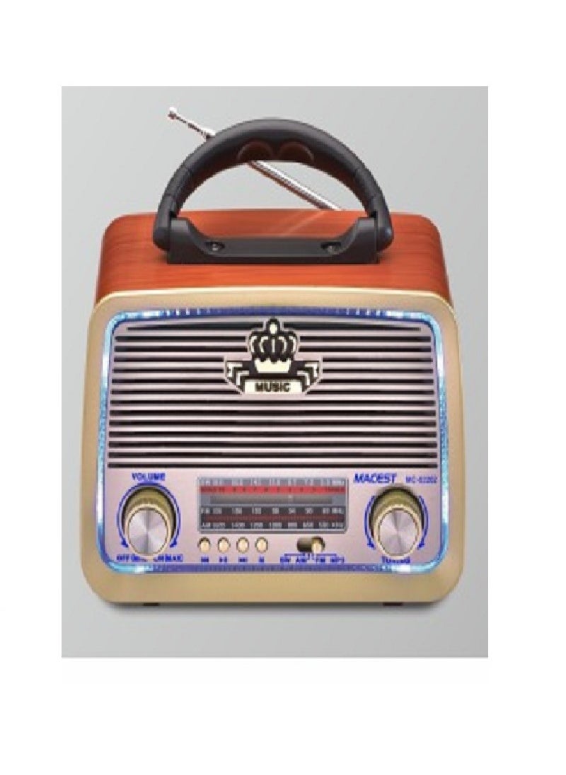 MACEST Mobile Radio that Operates on Electricity or Charging, Supports Good Batteries, Gold/Brown/Black  - Image 2
