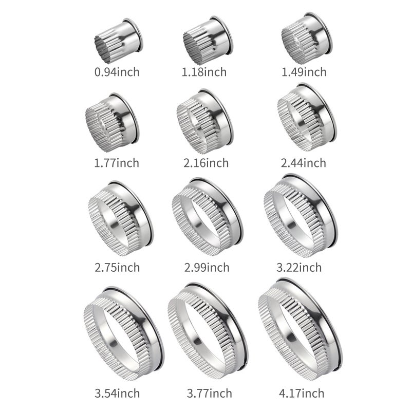 قطاعة أنماط الكعك والبسكويت من الفولاذ المقاوم للصدأ سلفر XY014 - 12 عبوة - Image 2