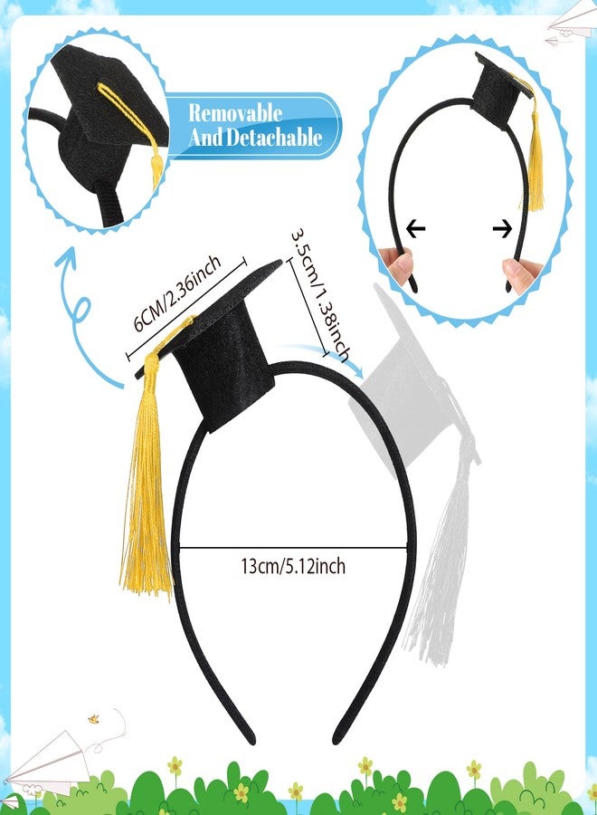 Ysleen 4 Pcs 2026 Graduation Hat Headband Mini Bachelor Cap Headband with Tassels for Graduation Birthday Party Decorations(Gold) - Image 2