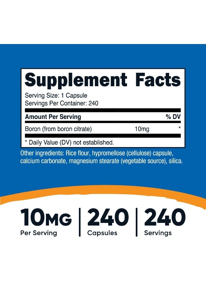 Nutricost Boron Capsules 10mg, 240 Vegetarian Capsules, Gluten Free and Non-GMO - Image 2