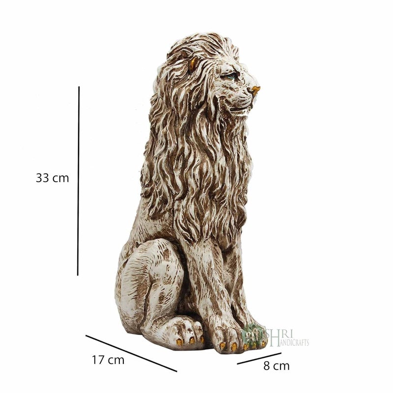 INDICAST Porcelain 15 Handmade Stone Finish Animal Figurines Gifts Antique Design Lion Sitting Statue for Home Decoration - Image 4