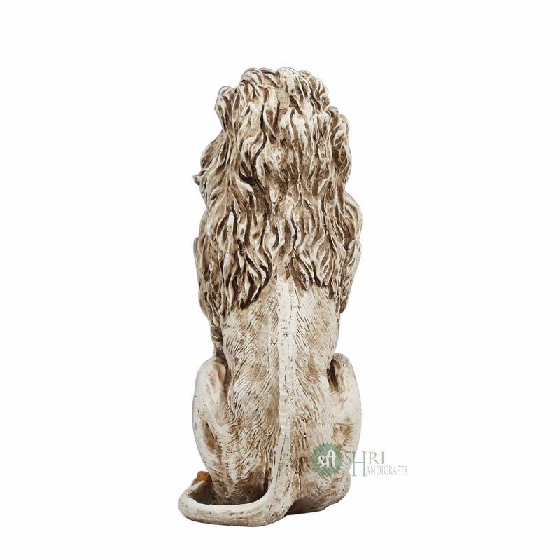 INDICAST Porcelain 15 Handmade Stone Finish Animal Figurines Gifts Antique Design Lion Sitting Statue for Home Decoration - Image 5