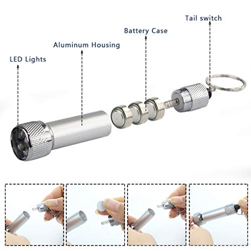 Bantoye 20 Packs Mini LED Flashlights, 2.7 Inch Pocket Flashlight Keychain 5 Bulbs LED for Kids, Camping, Party, 5 Colors - Image 3