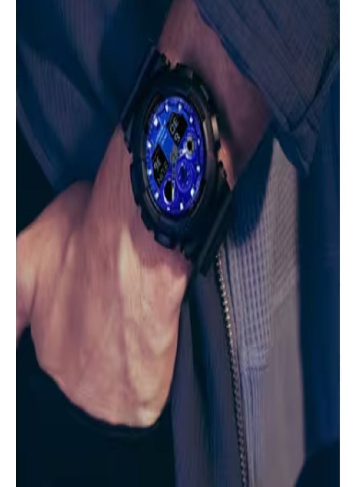 كاسيو ساعة G-Shock GA-100FL-1A "Flame Inside" للرجال تناظرية ورقمية (أزرق) - Image 2