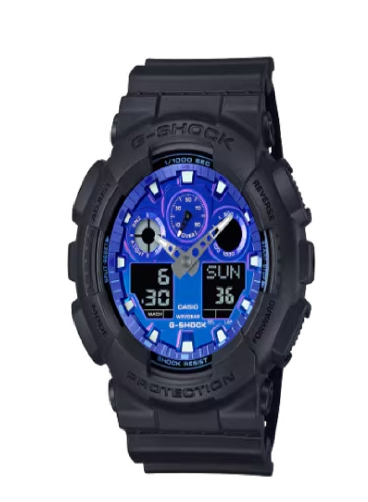 كاسيو ساعة G-Shock GA-100FL-1A "Flame Inside" للرجال تناظرية ورقمية (أزرق) - Image 1