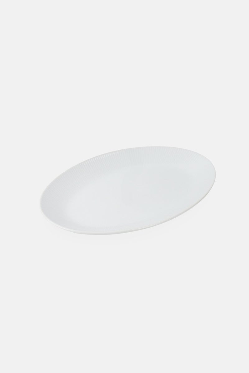 BIA Cordon Bleu Ribbed Stoneware Oval Serving Tray, White - Image 1