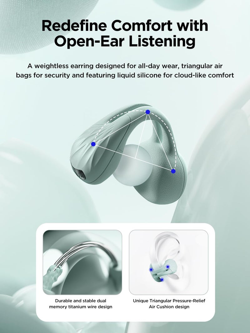 HAKII Open Ear Wireless Earbuds, Bluetooth 5.4 Ergonomic Clip on Bluetooth Earbuds with Stereo Sound/ENC, Touch Control Open Ear Headphones, IPX5 Waterproof Running Headphones for Sports, Fitness - Image 4