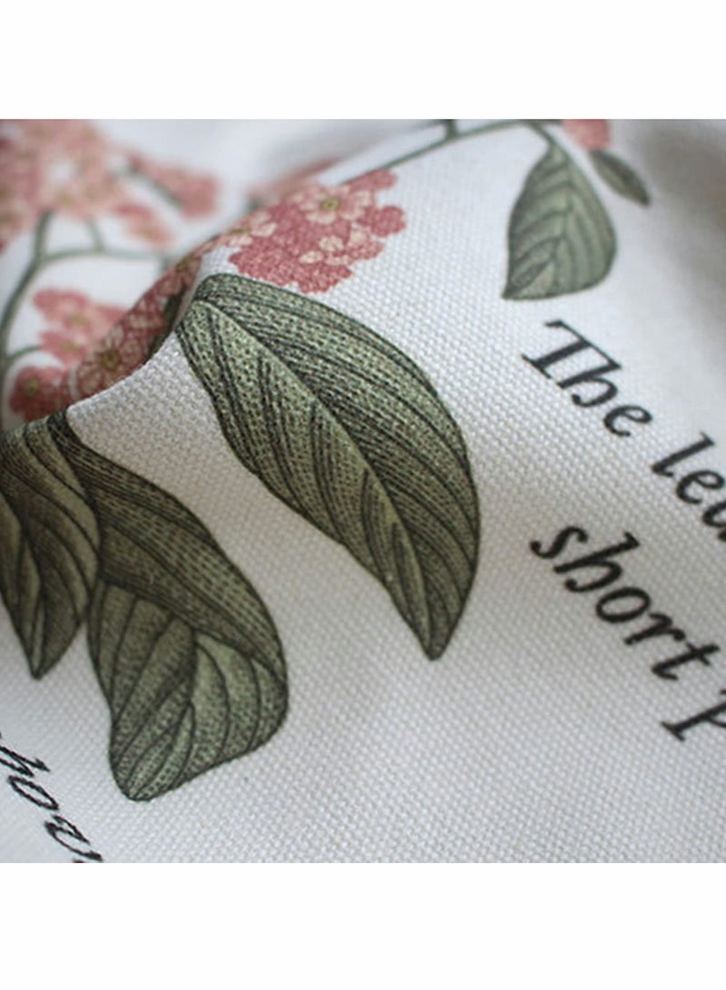 Printed Vintage Jute Bag Shopping Canvas Bag Women One Shoulder Fabric Bag Reusable Grocery Bag - Image 5