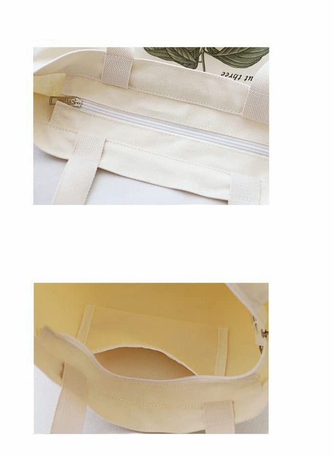 Printed Vintage Jute Bag Shopping Canvas Bag Women One Shoulder Fabric Bag Reusable Grocery Bag - Image 4