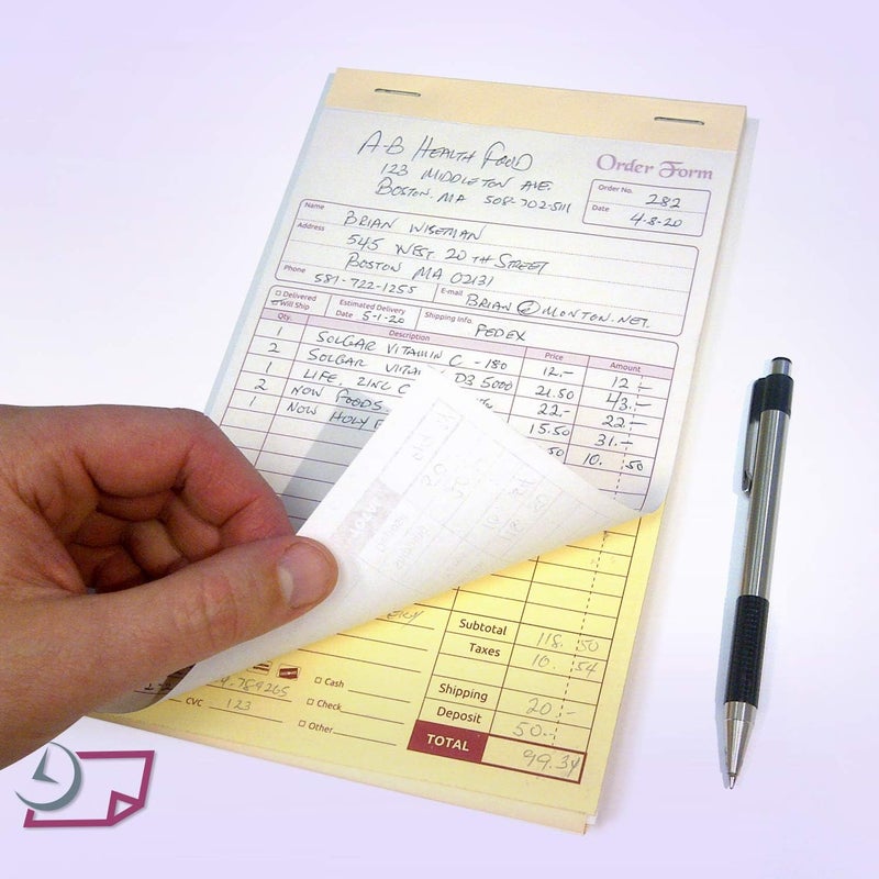NextDayLabels - NCR Carbonless Order Forms, Bound Wraparound Cover, 50 Sets per Book. (5-1/2 x 8-1/2" - 2 Part) - Image 3