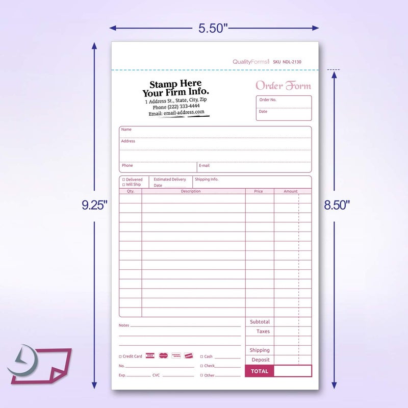 NextDayLabels - NCR Carbonless Order Forms, Bound Wraparound Cover, 50 Sets per Book. (5-1/2 x 8-1/2" - 2 Part) - Image 5