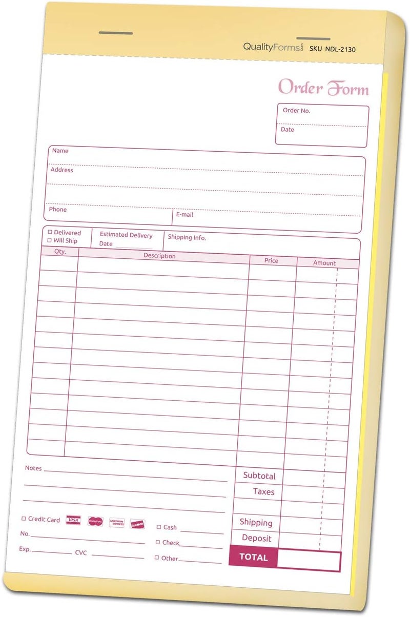 NextDayLabels - NCR Carbonless Order Forms, Bound Wraparound Cover, 50 Sets per Book. (5-1/2 x 8-1/2" - 2 Part) - Image 1