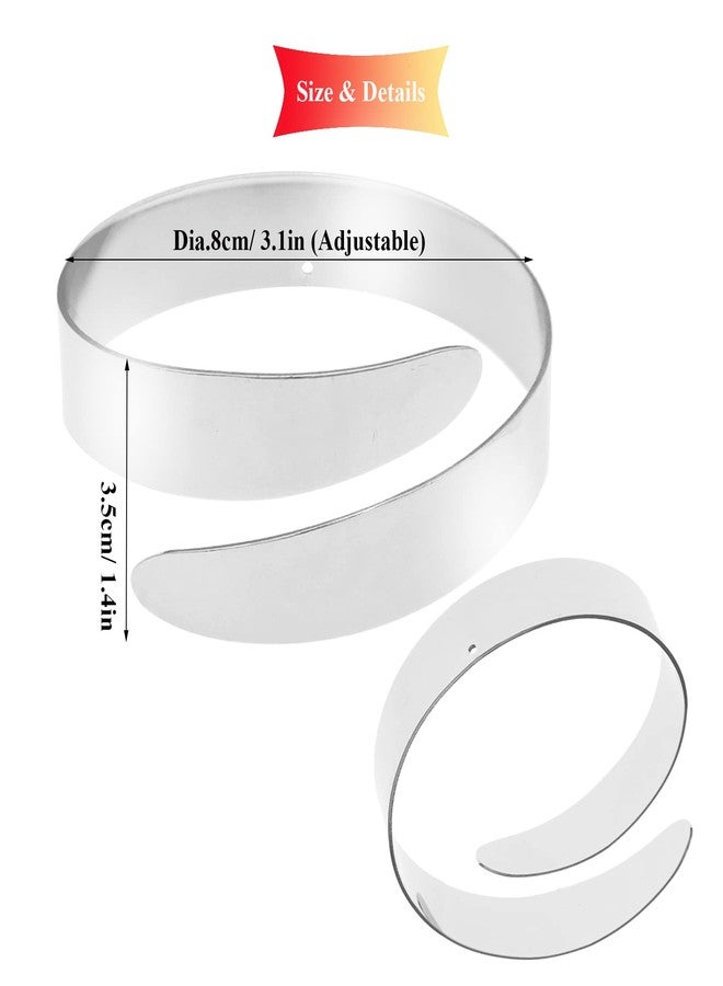 RechicGu 2 Pieces Greek Upper Arm Bracelet Cuff Band Metal Adjustable Gypsy Bohemian Armband Bangle Jewelry Set Armlet Belly Dancer Costume Wedding Silver - Image 5