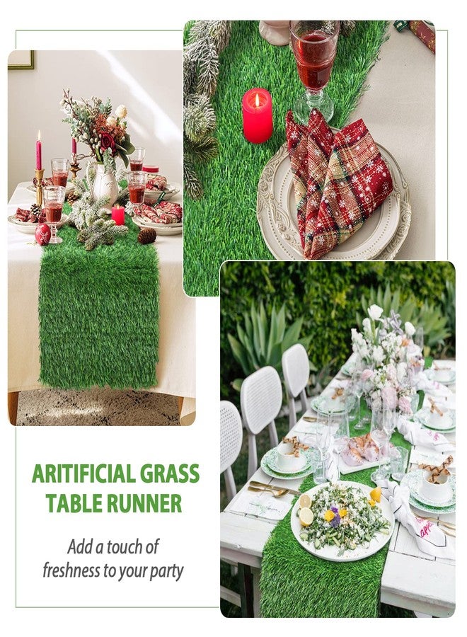 GoldOuya 12 x 72 Inch Artificial Grass Dining Table Runner Green Table Decor for Holiday Party, Kitchen Decor, Wedding, Banquet, Indoor/Outdoor Tea Party Decorations - Image 3