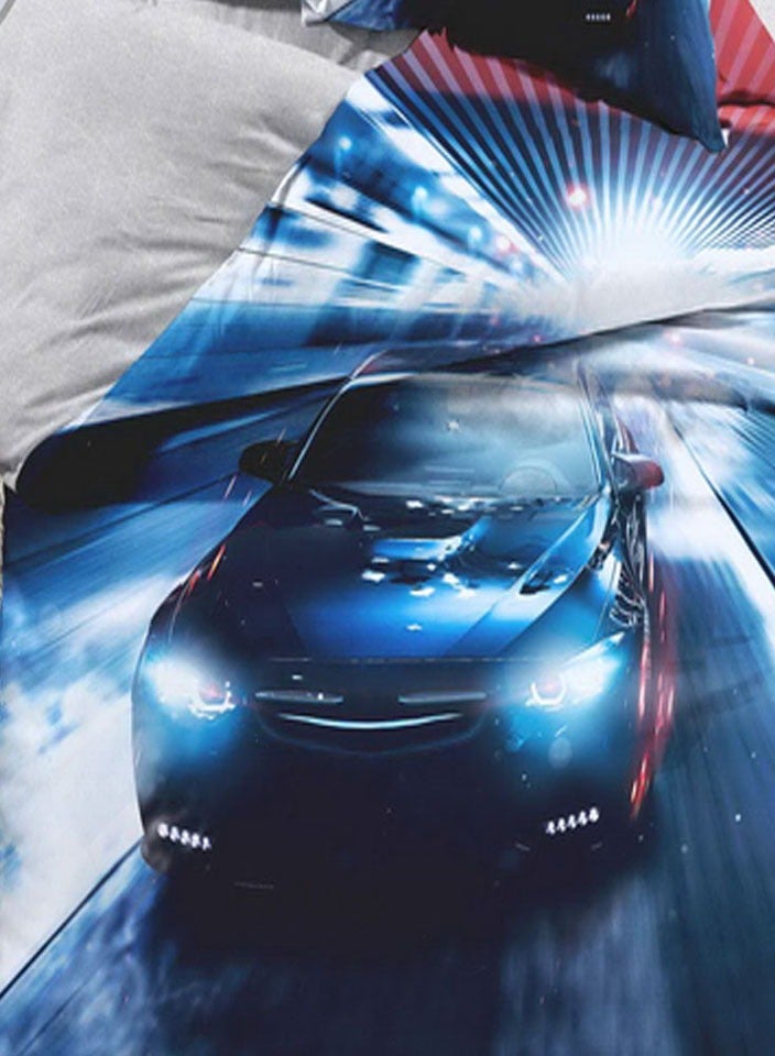 فيفوريت فيفرت طقم لحاف أطفال أزرق نقشة بألوان متعددة سنجل نفر طقم 4 قطع - Image 3