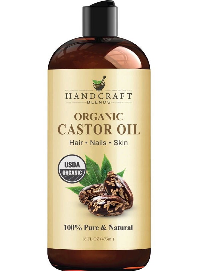 handcraft Blends Organic Castor Oil - 16 Fl Oz - 100% Pure and Natural - Premium Grade Carrier Oil for Hair Growth, Eyelashes and Eyebrows - Hair and Body - Expeller-Pressed & Hexane-Free - Image 1