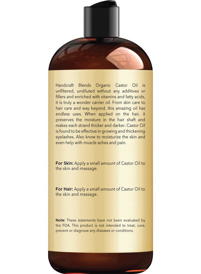 handcraft Blends Organic Castor Oil - 16 Fl Oz - 100% Pure and Natural - Premium Grade Carrier Oil for Hair Growth, Eyelashes and Eyebrows - Hair and Body - Expeller-Pressed & Hexane-Free - Image 2