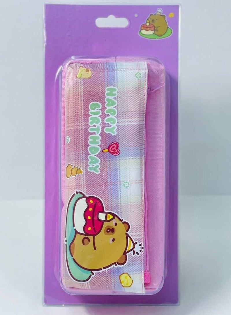 Pencil case made of fabric with two zippers in different colors. - Image 1