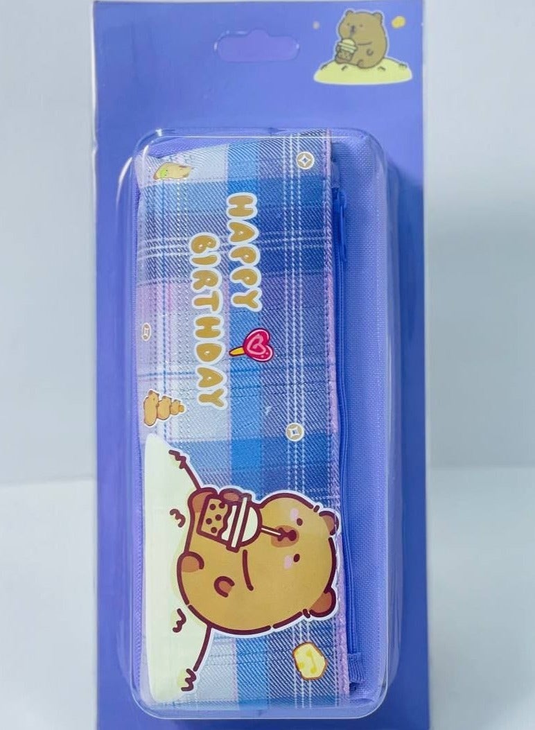 Pencil case made of fabric with two zippers in different colors. - Image 2