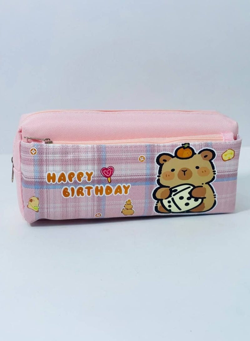 Pencil case made of fabric with two zippers in different colors. - Image 4