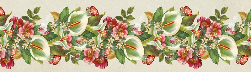 WallDesign Green Anthurium & Pink Anemones Flowers Wall Border - 5.25 inch Width by 5 ft Length - Image 1