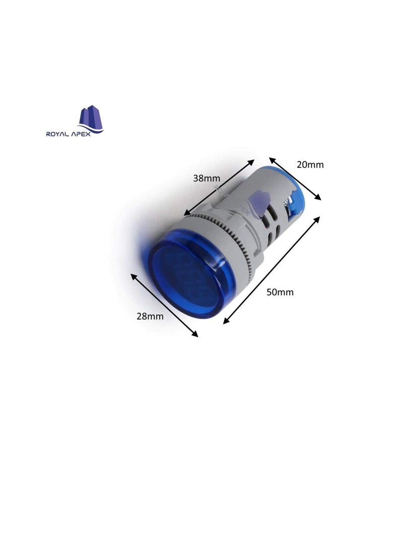 مقياس الفولتميتر الرقمي المستدير LED AC 60-500V | مجموعة مصابيح لوحة مؤشر مراقبة الجهد الكهربائي من 3 (أزرق) - Image 2