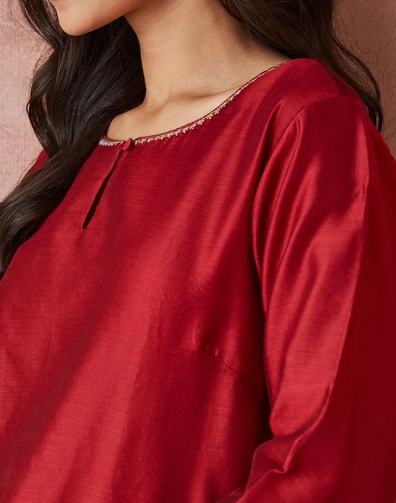 Fabindia Cotton Silk Embroidered Short Kurta
