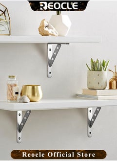REOCLE 2pcs Folding Shelf Brackets Stainless Steel Foldable StandWall Mounted Shelf Bracket for Garage Workstation & Stuff Supports & Plant Stand  - Image 2