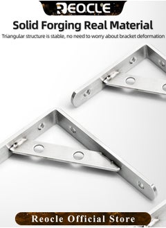 REOCLE 2pcs Folding Shelf Brackets Stainless Steel Foldable StandWall Mounted Shelf Bracket for Garage Workstation & Stuff Supports & Plant Stand  - Image 4