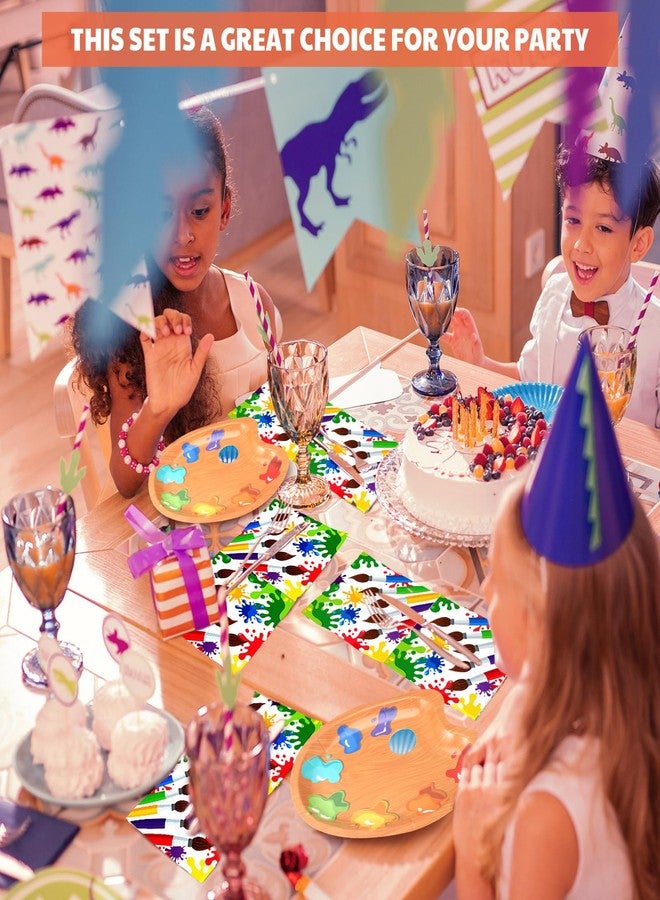 Poen مجموعة لوازم حفلات أعياد الميلاد الفنية من بوين، ١٠٠ قطعة، تتضمن أدوات مائدة مزينة برسومات فنية ملونة، وأطباق حلوى ورقية مزينة برسومات فنية، وأطباق فنية، ومناديل، تكفي لـ ٥٠ شخصًا. - Image 5