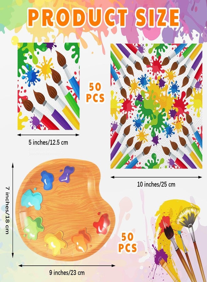 Poen مجموعة لوازم حفلات أعياد الميلاد الفنية من بوين، ١٠٠ قطعة، تتضمن أدوات مائدة مزينة برسومات فنية ملونة، وأطباق حلوى ورقية مزينة برسومات فنية، وأطباق فنية، ومناديل، تكفي لـ ٥٠ شخصًا. - Image 2