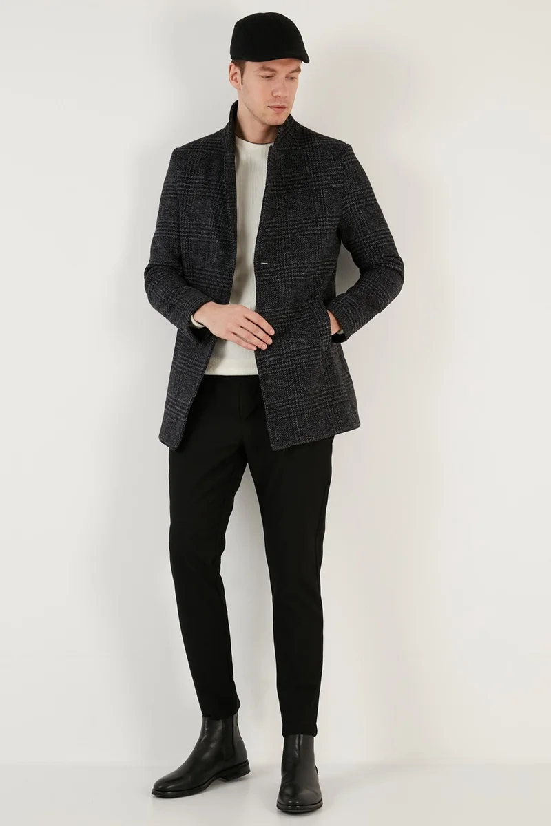 Buratti Slim Fit Single Slit Buttoned Lined Cashew Coat Men's Coat 5840110E