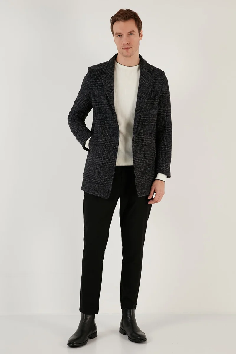 Buratti Slim Fit Single Slit Buttoned Lined Cashew Coat Men's Coat 5840110E