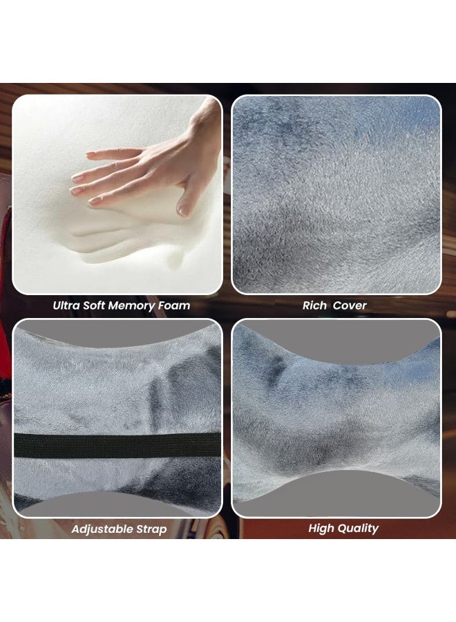 3 اكس ار مجموعة من 2 وسادة مسند رقبة سيارة من إسفنج الذاكرة 3XR، وسادة مسند رأس على شكل عظمة مريحة لمقعد السيارة، غطاء مخملي ناعم، حزام قابل للتعديل، دعم للرقبة للقيادة الطويلة، تسكين الألم، عالمية للسيارات وكرسي المكتب والمنزل - 4742 - Image 2