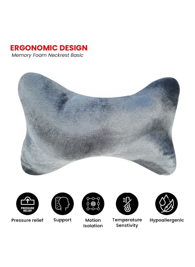 3 اكس ار مجموعة من 2 وسادة مسند رقبة سيارة من إسفنج الذاكرة 3XR، وسادة مسند رأس على شكل عظمة مريحة لمقعد السيارة، غطاء مخملي ناعم، حزام قابل للتعديل، دعم للرقبة للقيادة الطويلة، تسكين الألم، عالمية للسيارات وكرسي المكتب والمنزل - 4742 - Image 3