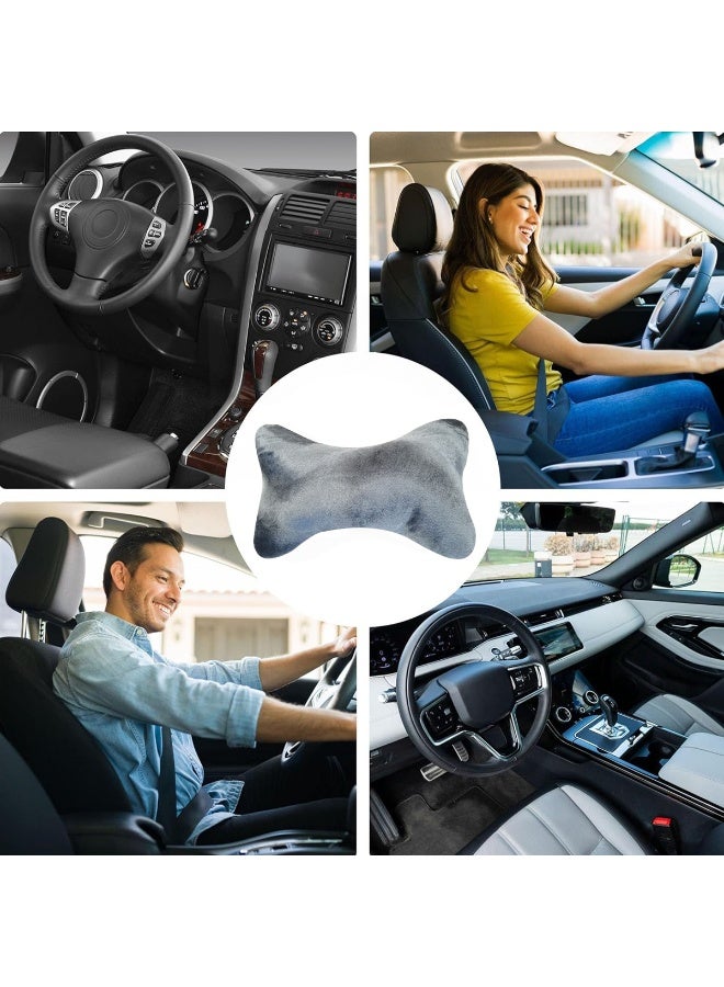 3 اكس ار مجموعة من 2 وسادة مسند رقبة سيارة من إسفنج الذاكرة 3XR، وسادة مسند رأس على شكل عظمة مريحة لمقعد السيارة، غطاء مخملي ناعم، حزام قابل للتعديل، دعم للرقبة للقيادة الطويلة، تسكين الألم، عالمية للسيارات وكرسي المكتب والمنزل - 4742 - Image 4