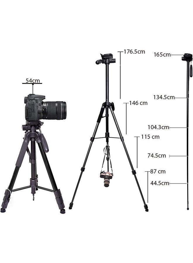 Jmary KP-2264 Professional Aluminium Tripod Monopod for All DSLR Cameras (Black) - Image 4