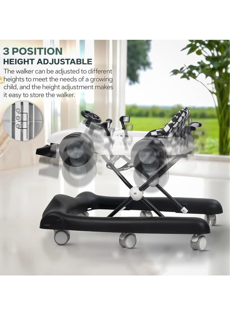 BAYBEE 2 In 1 Baby Walker, Foldable Kids Walker With 3 Position Adjustable Height - White  - Image 4