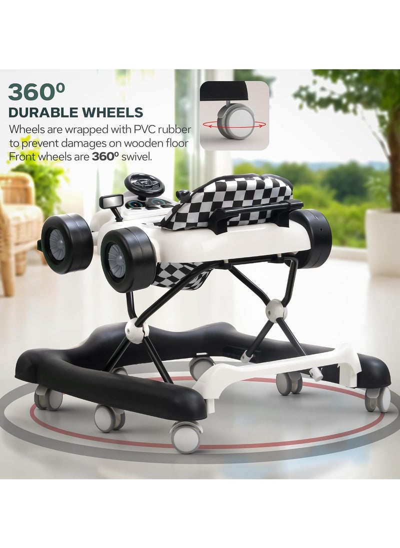 BAYBEE 2 In 1 Baby Walker, Foldable Kids Walker With 3 Position Adjustable Height - White  - Image 5