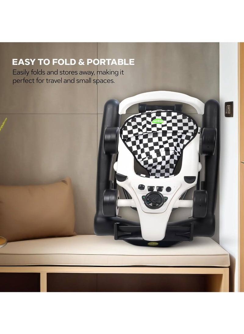 BAYBEE - 2 In 1 Baby Walker, Foldable Kids Walker With 3 Position Adjustable Height - White - Image 1