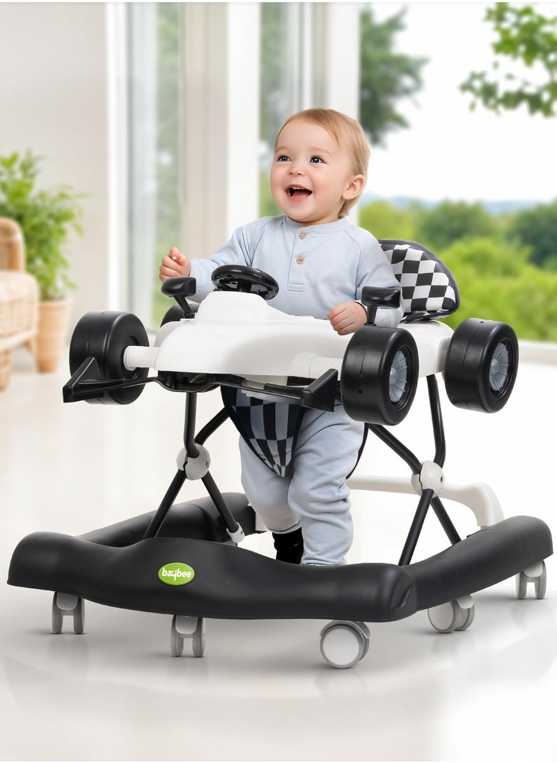 BAYBEE 2 In 1 Baby Walker, Foldable Kids Walker With 3 Position Adjustable Height - White  - Image 1