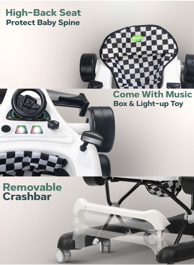 BAYBEE 2 In 1 Baby Walker, Foldable Kids Walker With 3 Position Adjustable Height - White  - Image 2