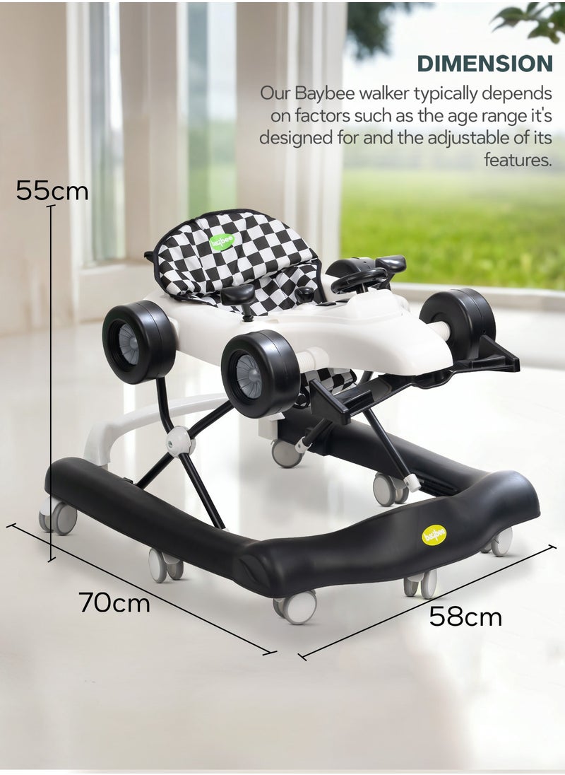 BAYBEE - 2 In 1 Baby Walker, Foldable Kids Walker With 3 Position Adjustable Height - White - Image 1