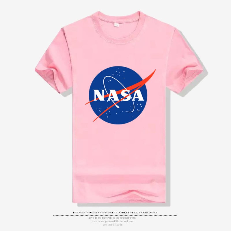 American Astronaut Nasa Galaxy Earth Print T-Shirt Cotton Crewneck Half Sleeve Shirt Couple Sports Top - Image 1