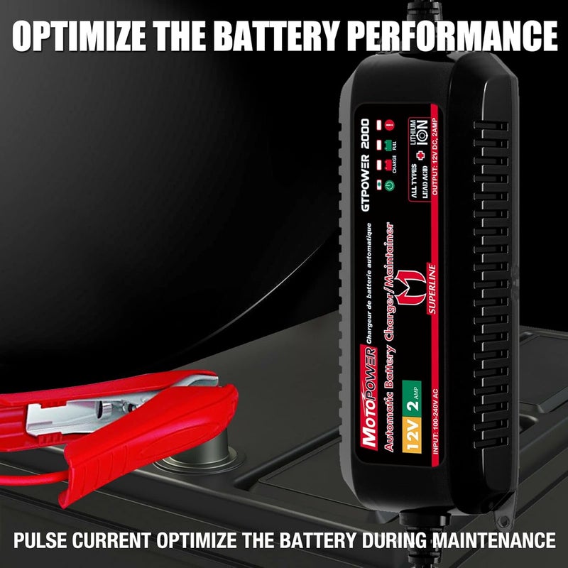 موتوباور شاحن بطارية أوتوماتيكي MOTOPOWER MP00207A 12V 2Amp | للبطاريات الرصاصية الحمضية والليثيوم - Image 3