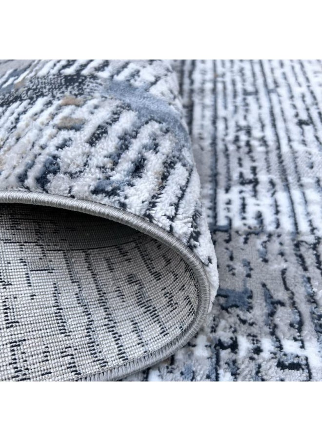 HANDPICKED FURNITURE Abstract Grey Rectangular Carpet Ultra Soft Area Carpets For Bed Room Living Room And Dining Room Anti-Slip Floor Carpets Easy To Clean Made In Turkey  - Image 3