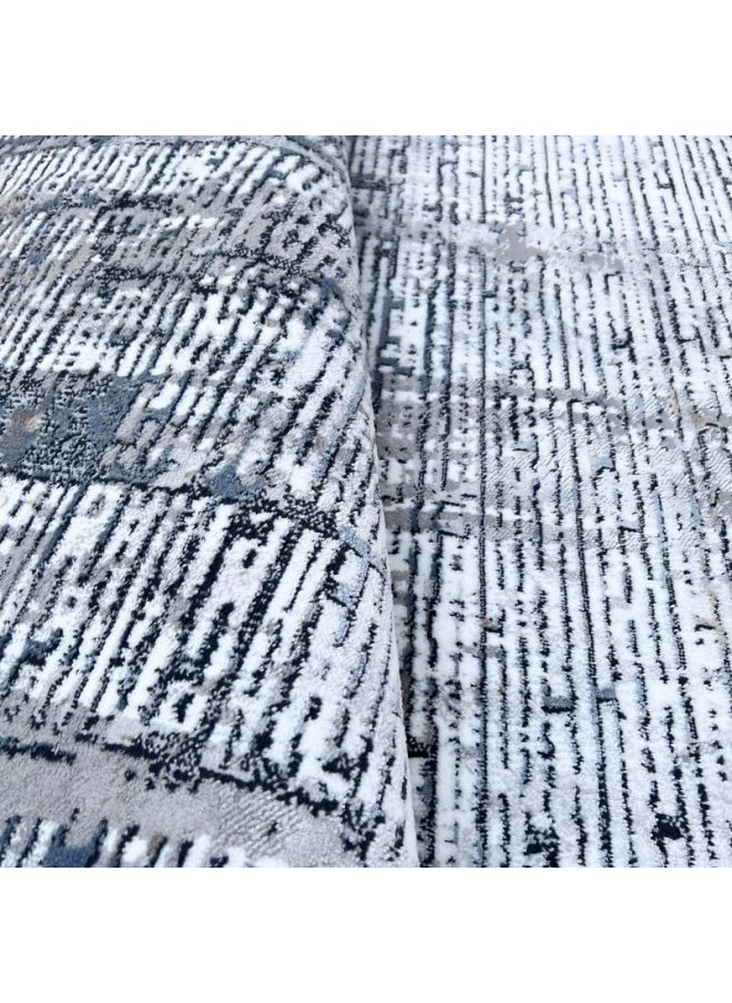 HANDPICKED FURNITURE Abstract Grey Rectangular Carpet Ultra Soft Area Carpets For Bed Room Living Room And Dining Room Anti-Slip Floor Carpets Easy To Clean Made In Turkey  - Image 4